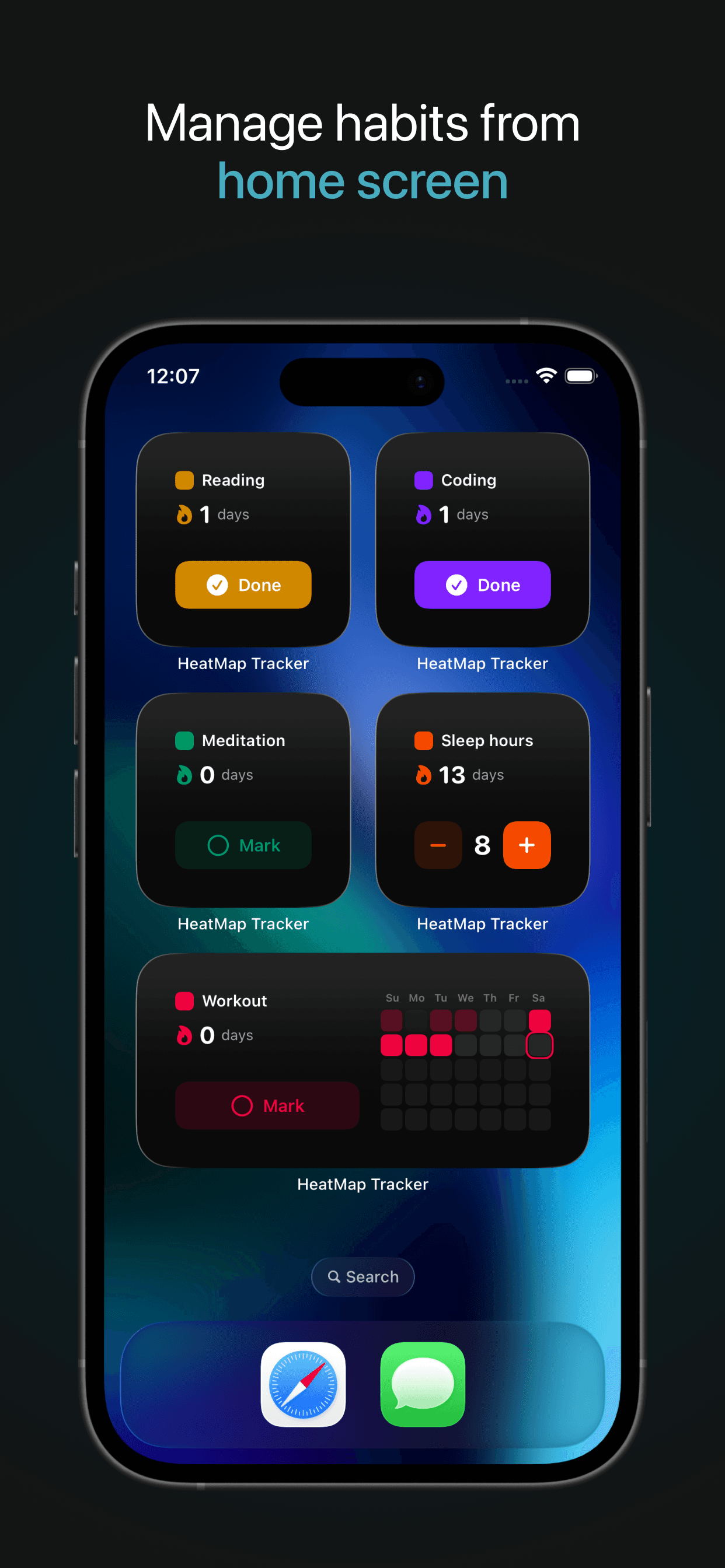 HeatMap widgets on the iPhone home screen